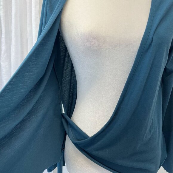 J. Jill  Wrap Shirt Teal Green Ladies MED Career Casual - Picture 3 of 7